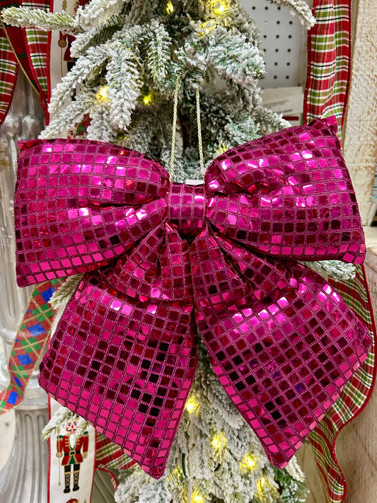 12 Inch Fuchsia Bow Ornament