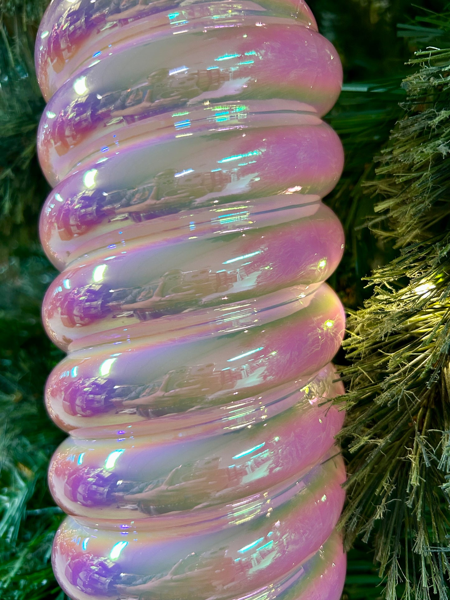 12 Inch Pink Iridescent Candy Ornament Two Styles