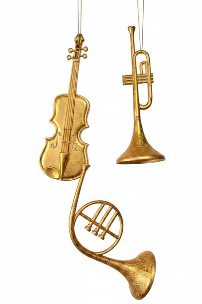 9.5 Inch - 10 Inch Gold Music Instrument Ornament Three Styles
