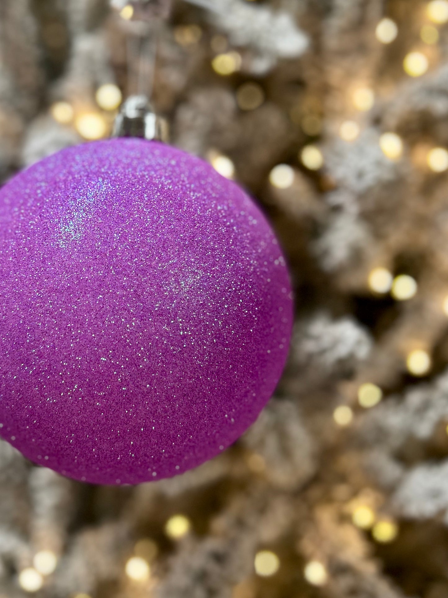 6 Inch Lavender Iridescent Glitter Ornament