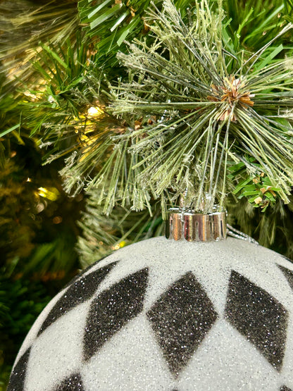 6 Inch Black And White Ball Ornament