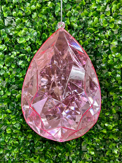 9 Inch Pink Acrylic Rain Drop Diamond Ornament