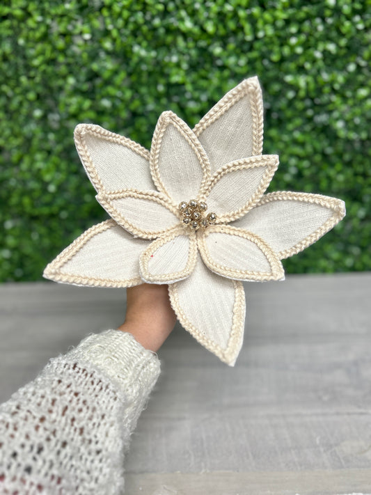 10 Inch Beige Poinsettia Spray