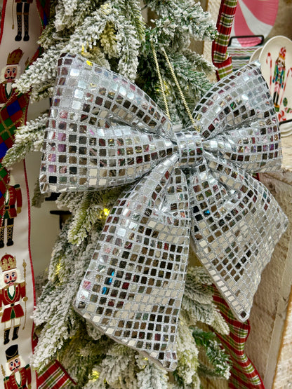 12 Inch Silver Bow Ornament