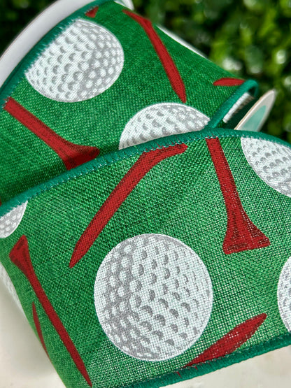 2.5 Inch By 10 Yard Emerald Golf Balls On Royal Ribbon