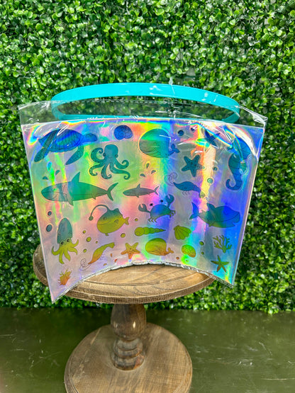 Spritz Teal Blue Easter Bucket With Sea Life Stickers