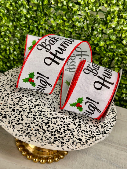 2.5 Inch By 10 Yard Bah Humbug Ribbon