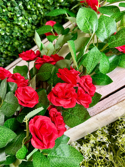 34 Inch Red Mini Hanging Rose Vine