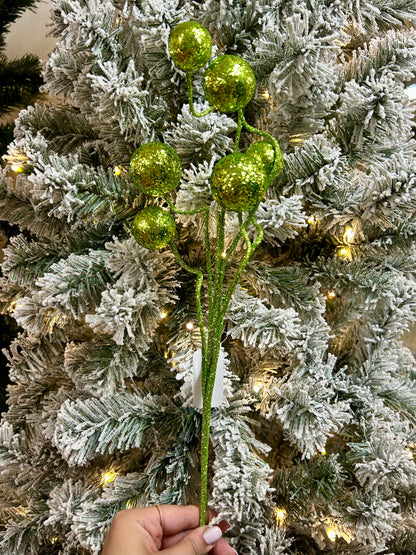 18 Inch Lime Green Glitter Ball Spray