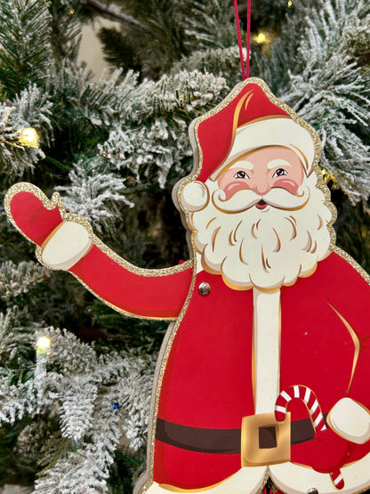 12.75 Inch Cardboard Santa Pull Toy Ornament