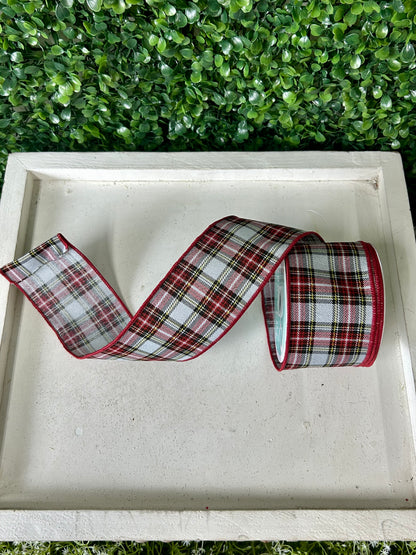 2.5 Inch By 10 Yard Printed Plaid Look On Fuzzy Royal Ribbon