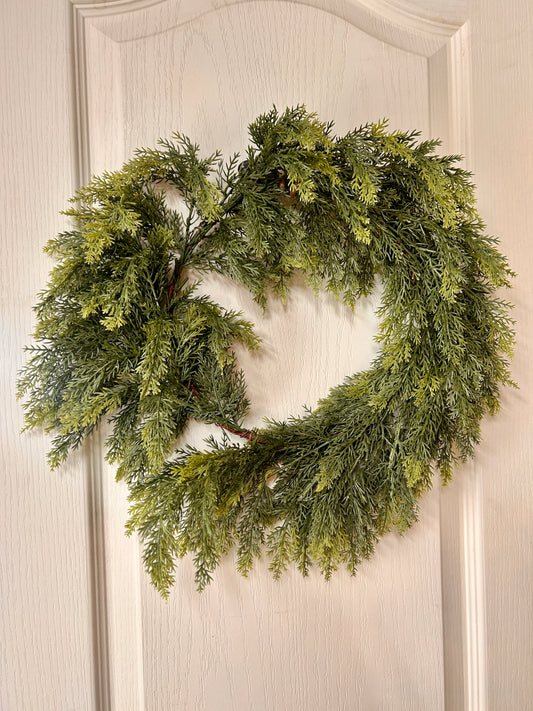 20 Inch Wispy Fresh Touch Cedar Wreath