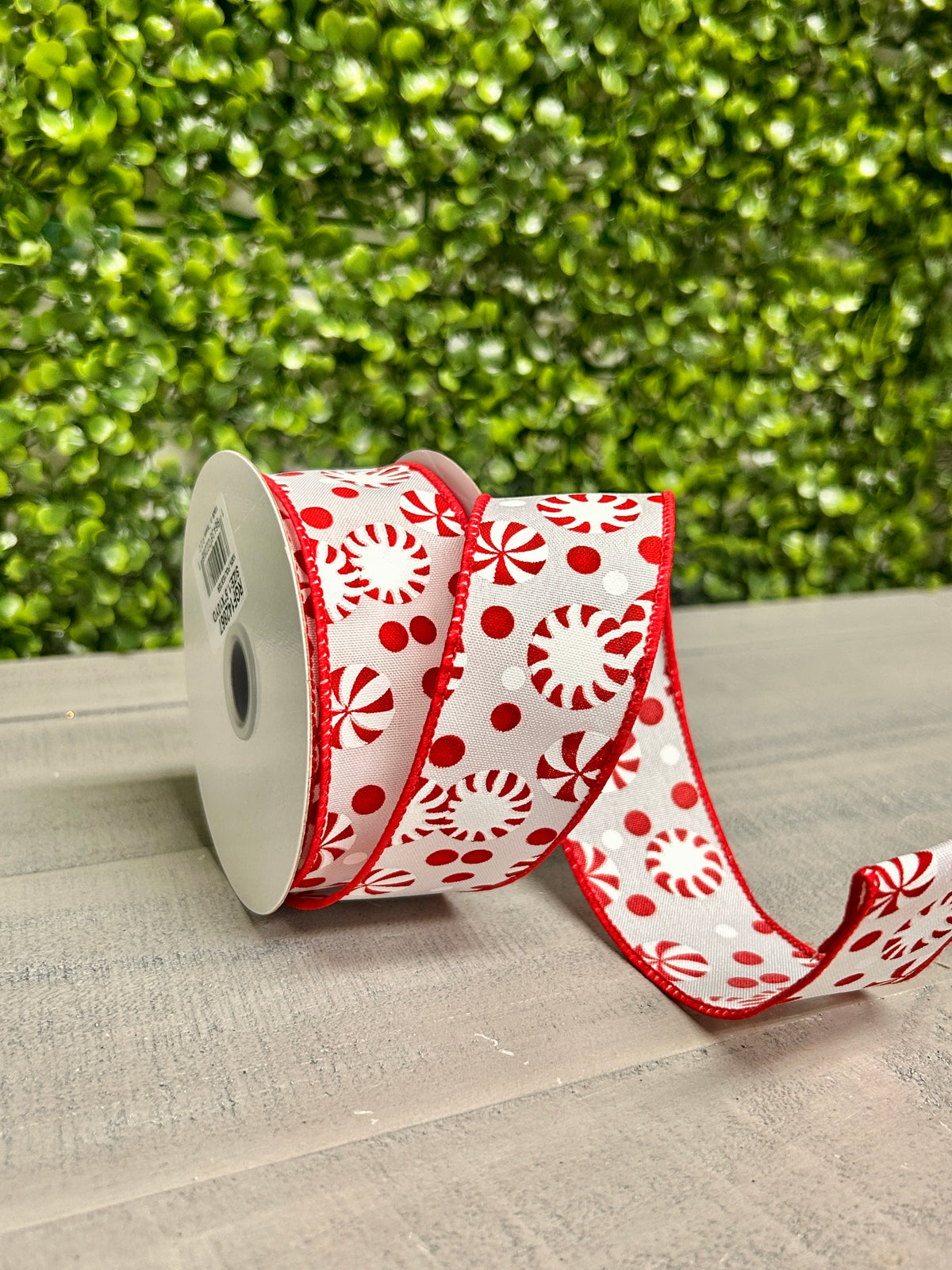 1.5 Inch By 10 Yard Peppermint Christmas Candy Ribbon