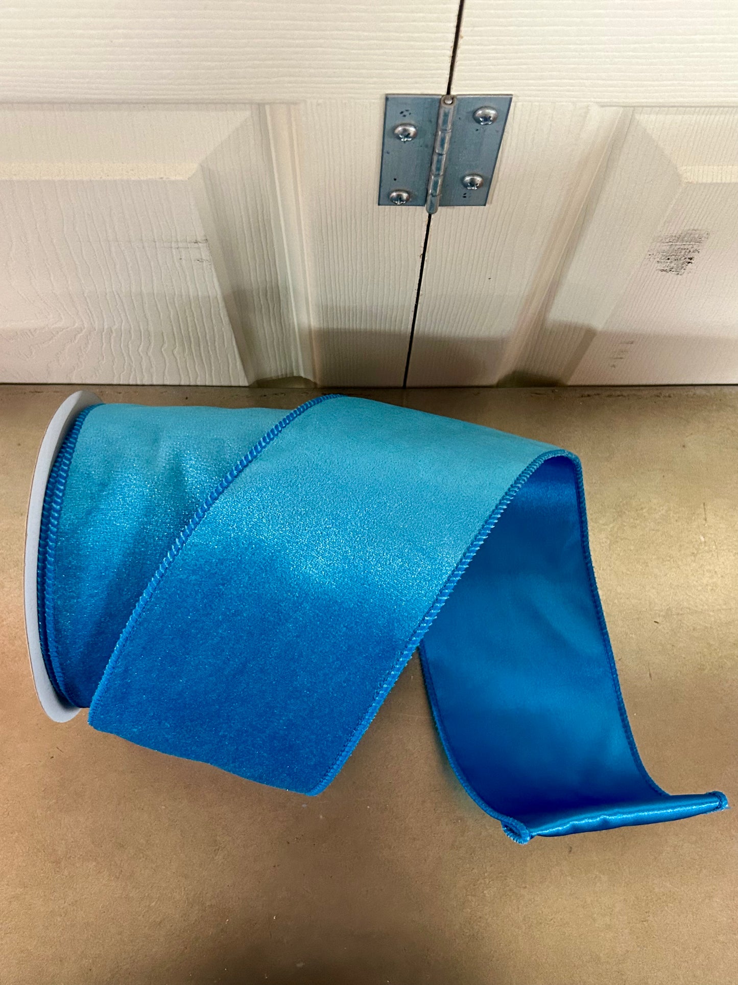 4 Inch By 10 Yard Turquoise Deluxe Velvet With Satin Backing Ribbon