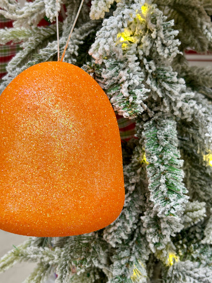 5 Inch Orange Glitter Gumdrop Ornament