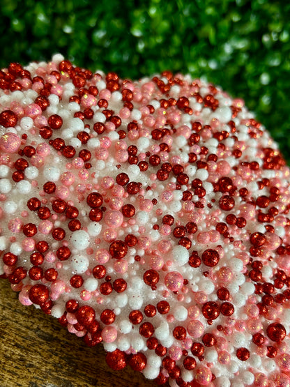 20 Inch White Red And Pink Glitter Heart Pick