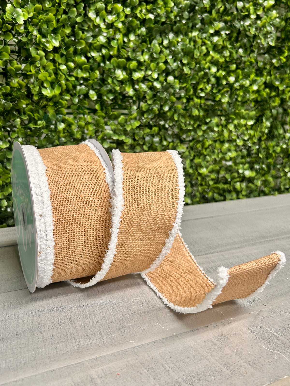 2.5 Inch By 10 Yard Faux Burlap With Snowdrift Ribbon