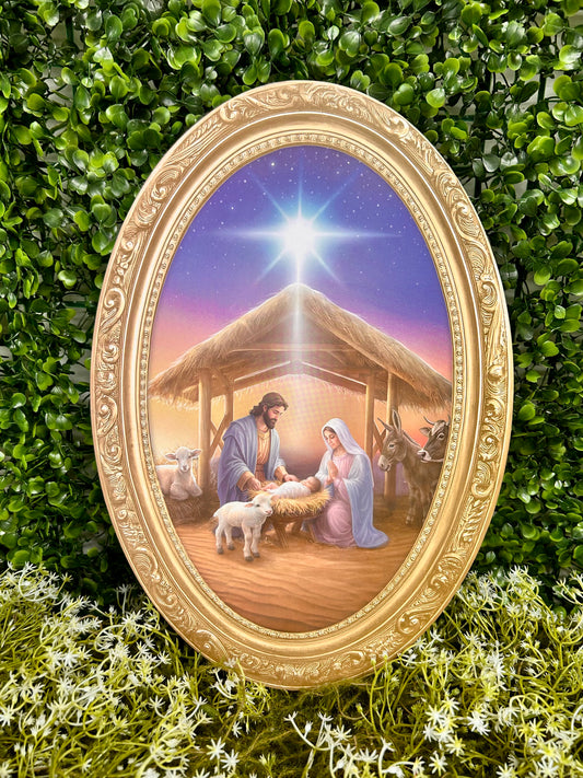 13 Inch Tan And Brown Holy Family Nativity Wood Sign
