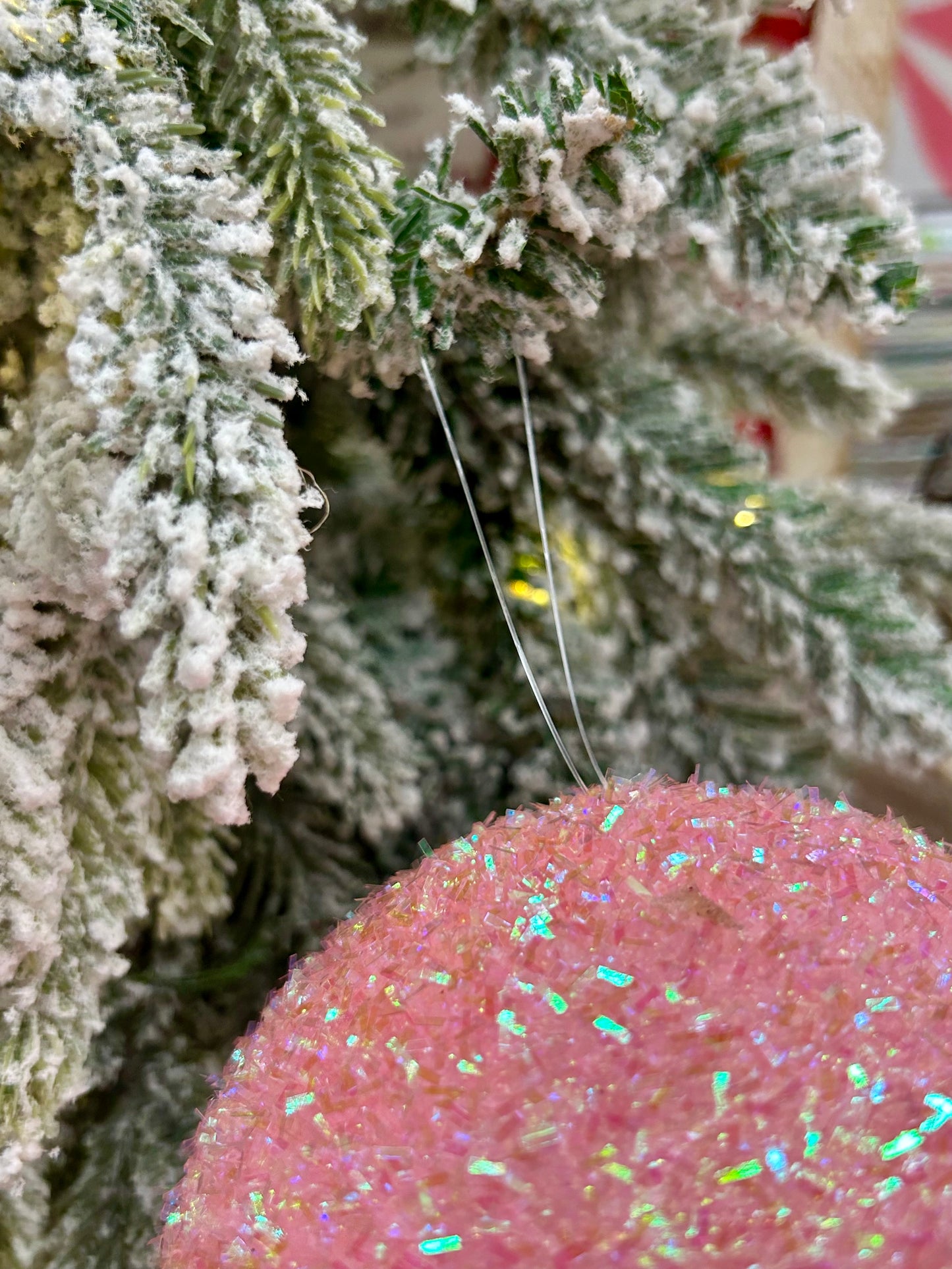 5 Inch Light Pink Iridescent Foil Glitter Ball Ornament