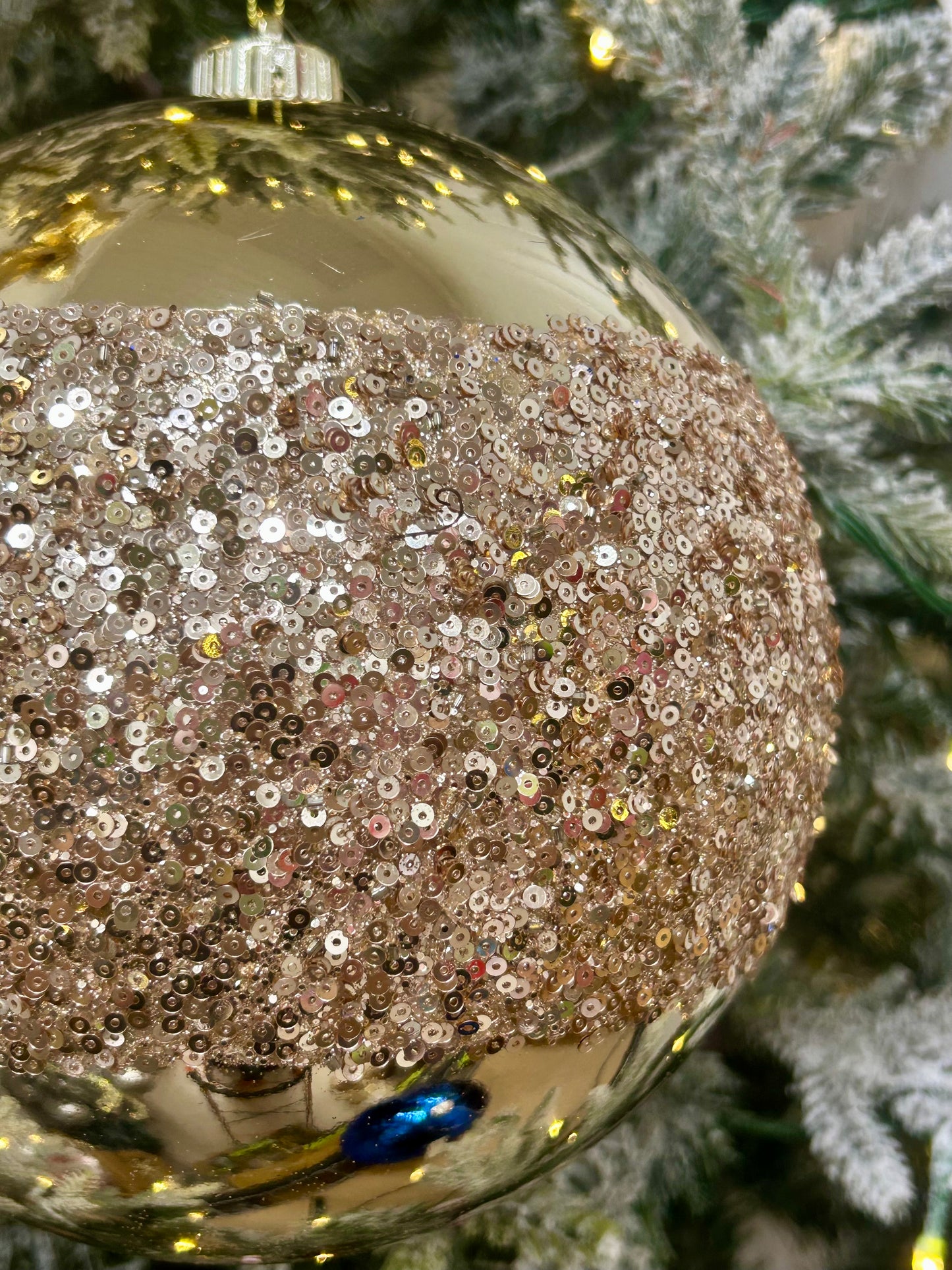 8 Inch Champagne Sequin Ball Ornament