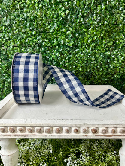 2.5 Inch By 50 Yard Navy Blue And Cream Woven Check