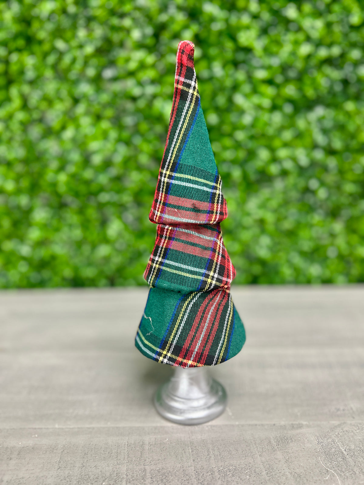 11.5 Inch Green And Red Plaid Tree Table Top Decor