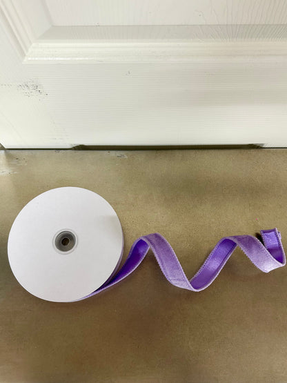 7/8 Inch By 10 Yard Lavender Deluxe Velvet With Satin Backing Ribbon