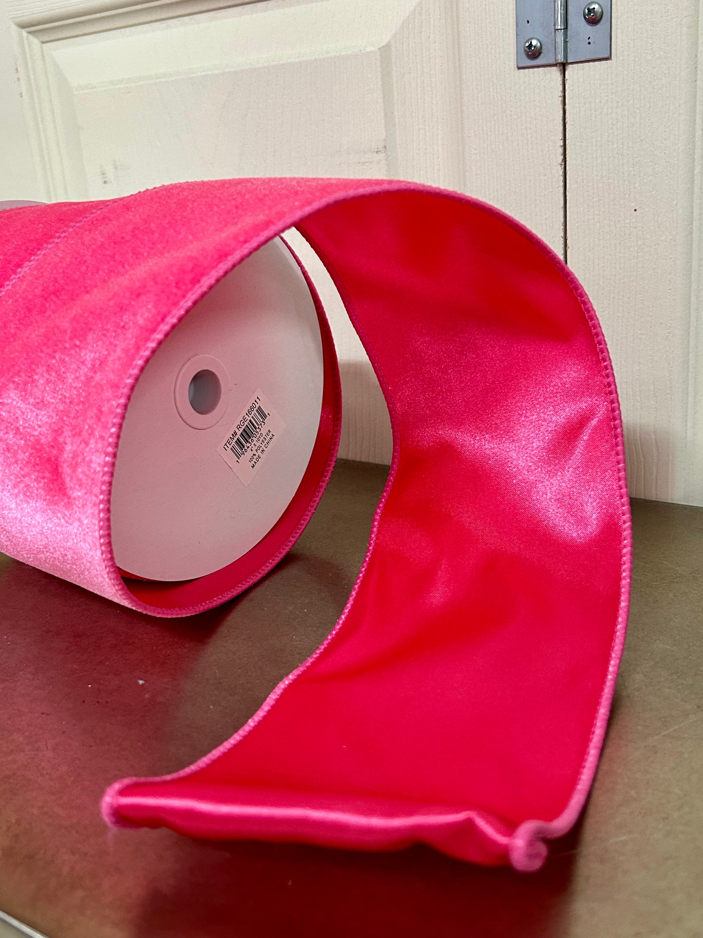 4 Inch By 10 Yard Hot Pink Deluxe Velvet With Satin Backing Ribbon