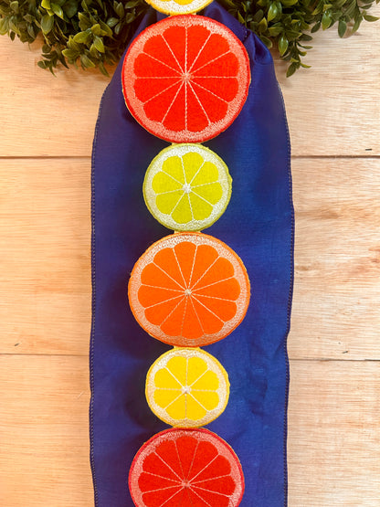 D. Stevens 3.5 Inch By 5 Yard Lemon Lime And Orange Felt Embroidered Fruit Garland