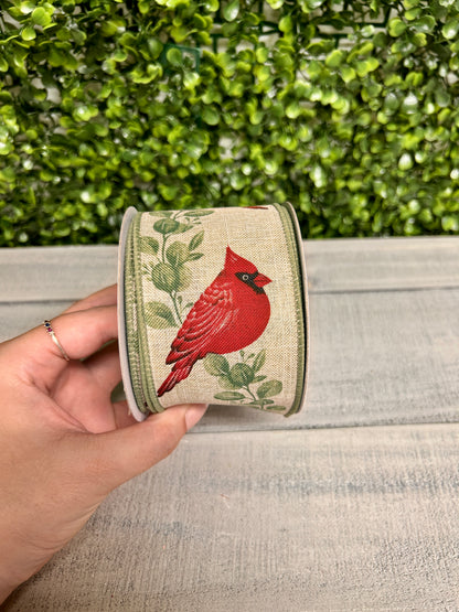 2.5 Inch By 10 Yard Cardinal With Eucalyptus Ribbon