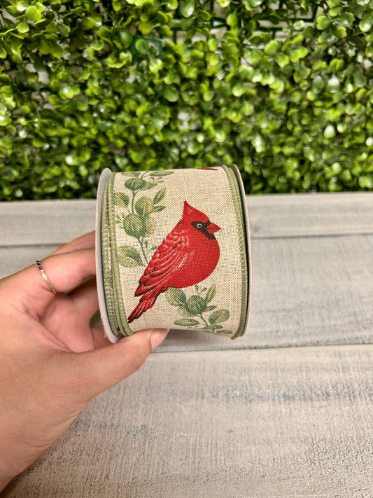 2.5 Inch By 10 Yard Cardinal With Eucalyptus Ribbon