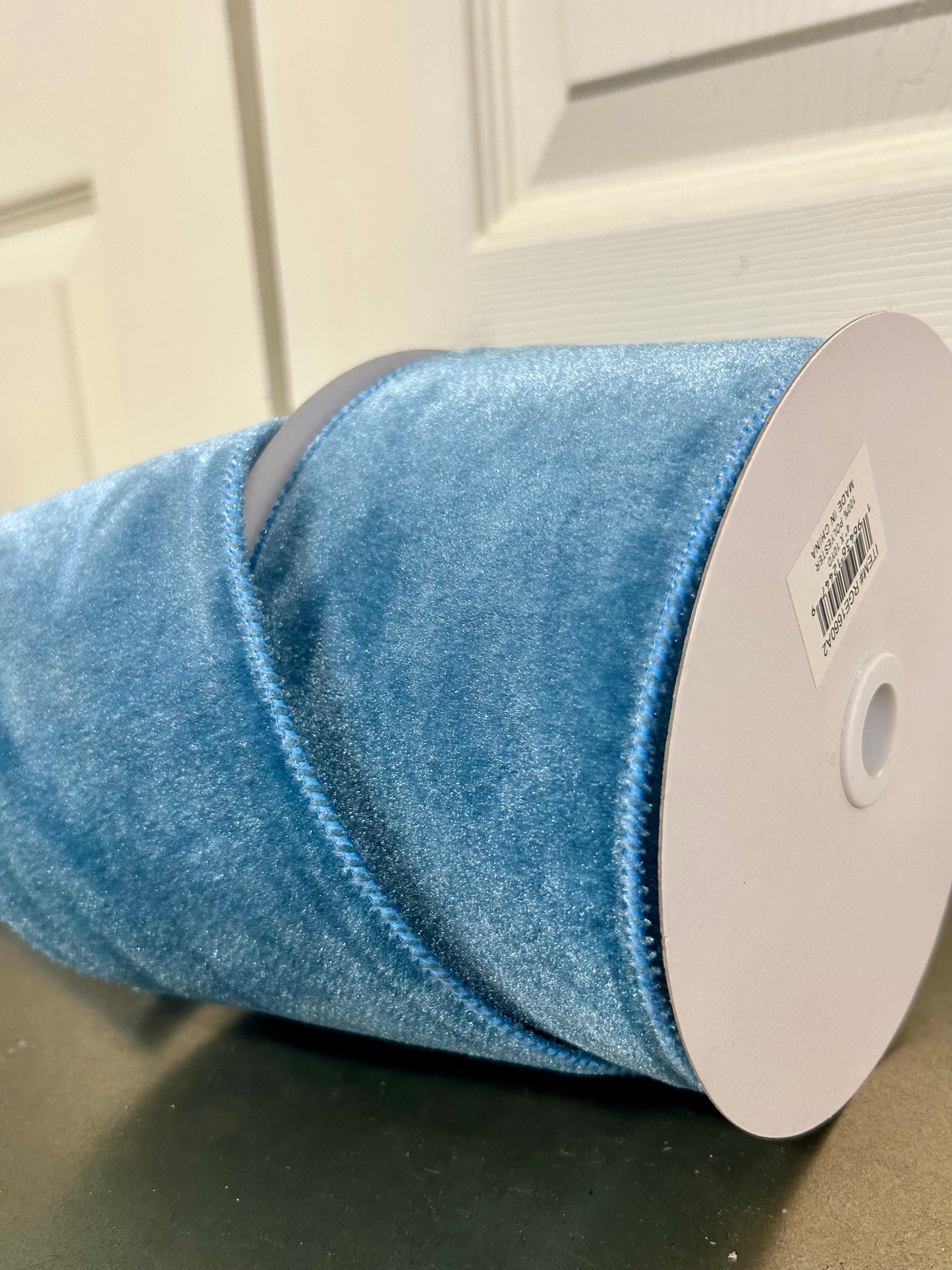 4 Inch By 10 Yard Smoke Blue Deluxe Velvet With Satin Backing Ribbon