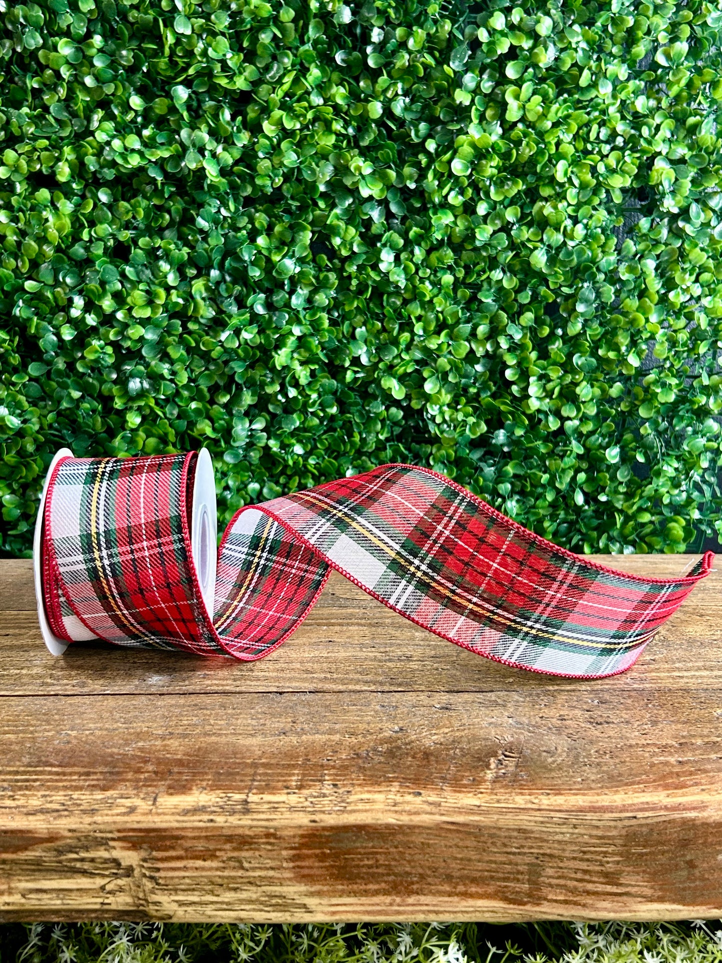 2.5 Inch By 10 Yard Spearmint Plaid Classic Twill Ribbon