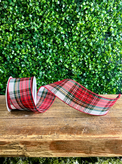 2.5 Inch By 10 Yard Spearmint Plaid Classic Twill Ribbon