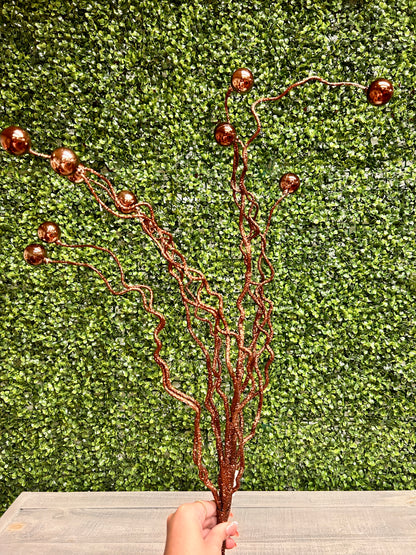 38 Inch Chocolate Plastic Twig And Ball Spray
