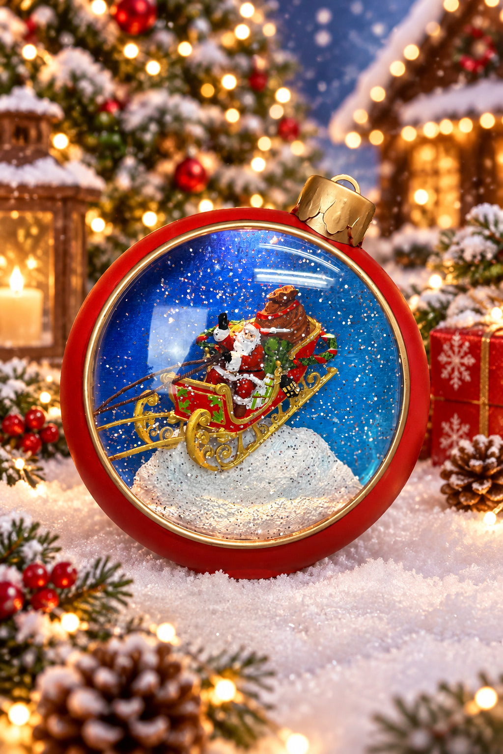 8.5 Inch Musical LED Lighted Spinning Water Globe With Santa Holiday Scene