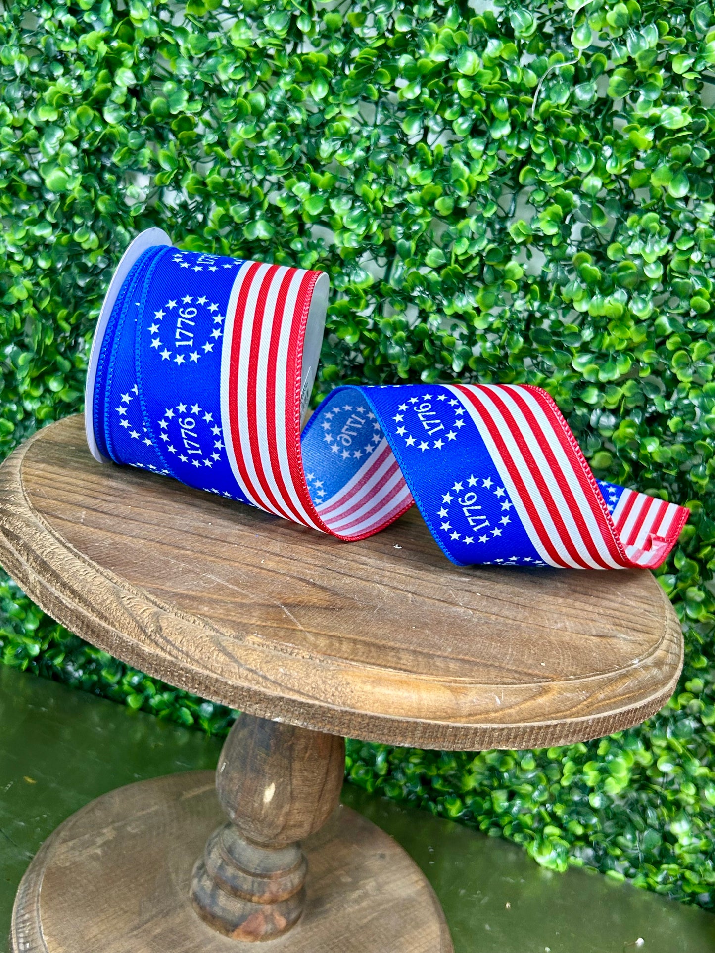 2.5 Inch By 10 Yard Red White And Blue 1776 Stars And Stripes Ribbon