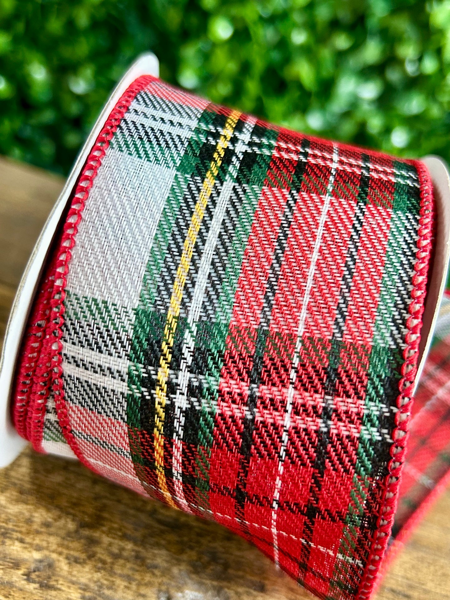 2.5 Inch By 10 Yard Spearmint Plaid Classic Twill Ribbon