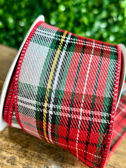 2.5 Inch By 10 Yard Spearmint Plaid Classic Twill Ribbon