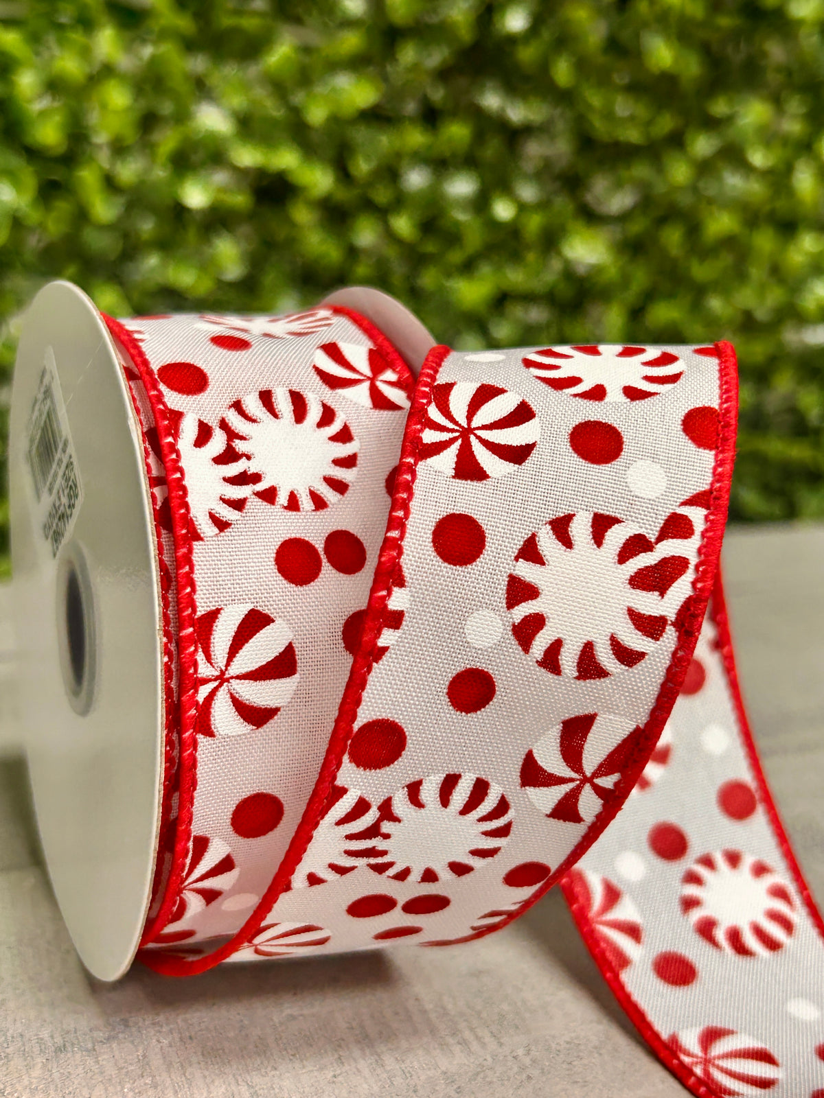 1.5 Inch By 10 Yard Peppermint Christmas Candy Ribbon