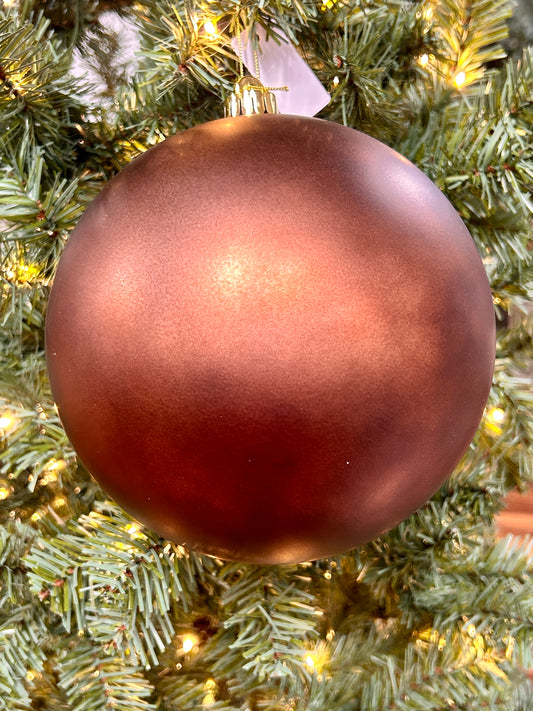 8 Inch Matte Chocolate Brown Smooth Ball Ornament