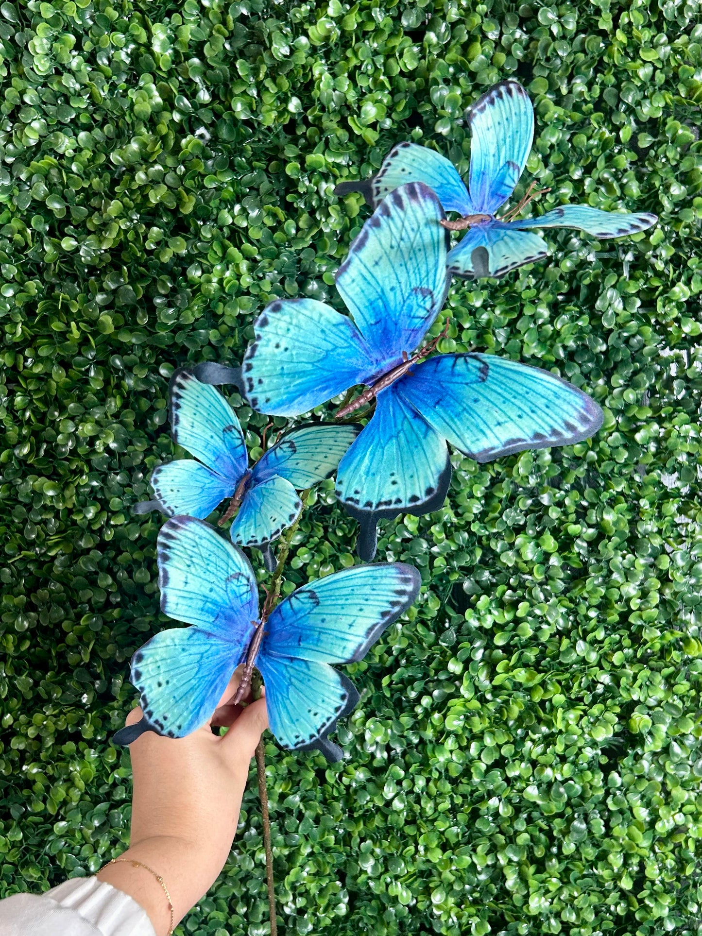 32 Inch Blue And Black Butterfly Spray