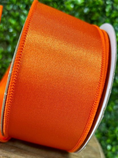 2.5 Inch By 10 Yard Orange Satin Fused Ribbon