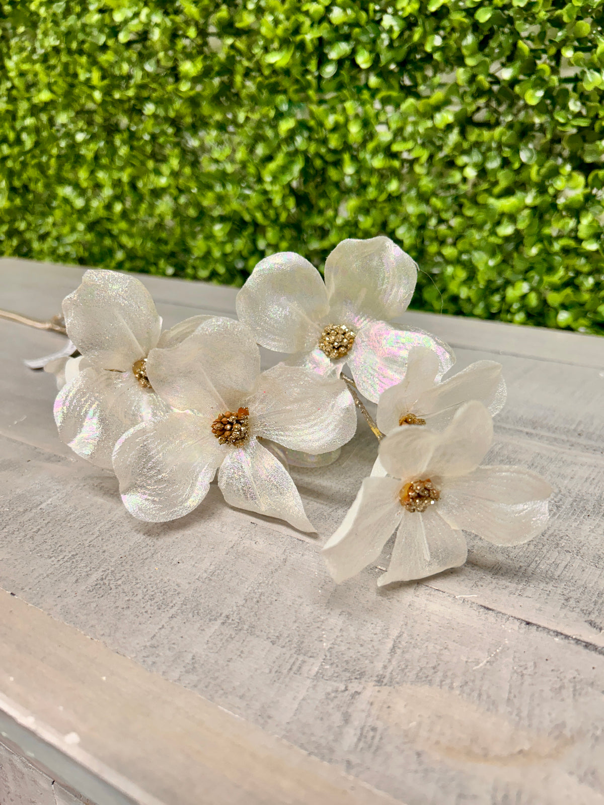 33.5 Inch White Shimmer Dogwood Spray