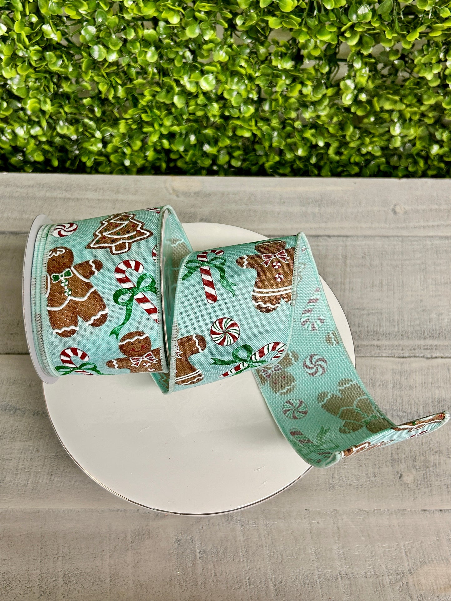 2.5 Inch By 10 Yard Gingerbread With Candy On Royal Ribbon
