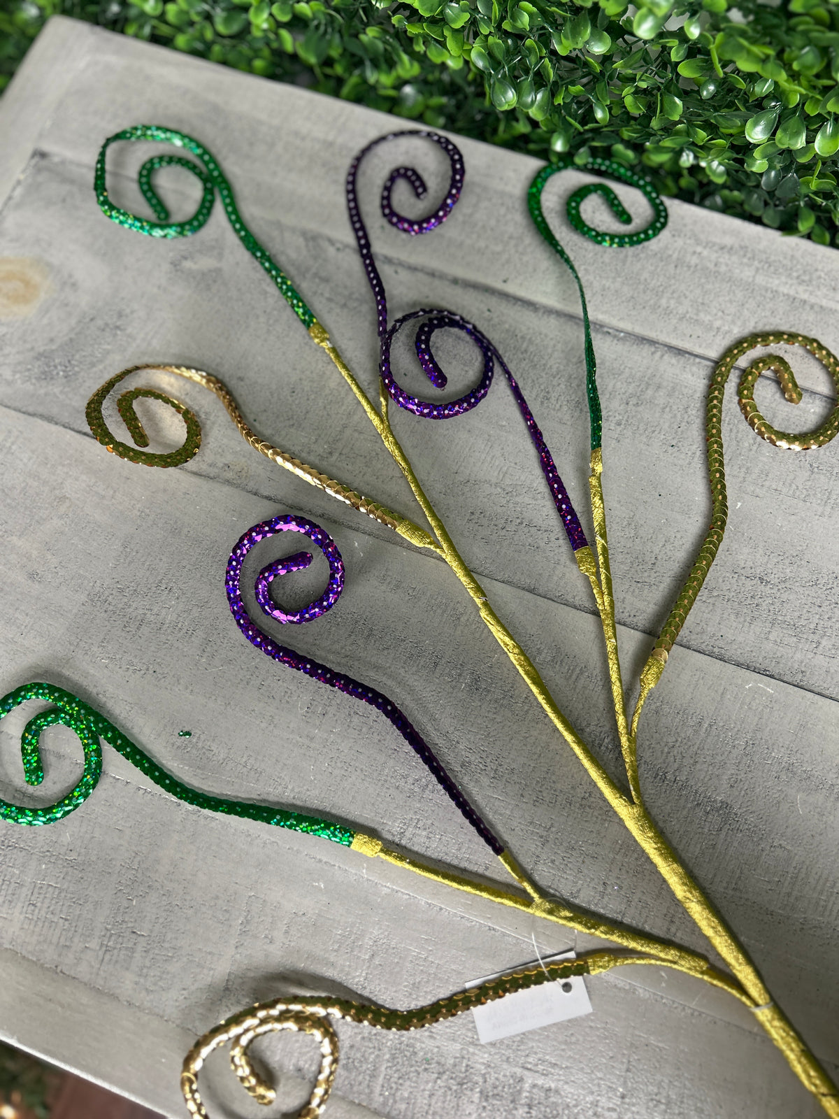 29.5 Inch Mardi Gras Laser Sequin Coil Spray