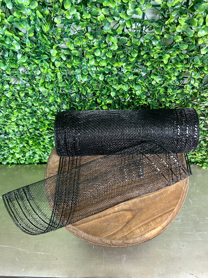 10.25 Inch By 10 Yard Black Tinsel And Foil Wide Border Mesh