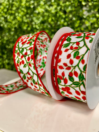 1.5 Inch By 10 Yard Mini Berries On Vines Satin Ribbon