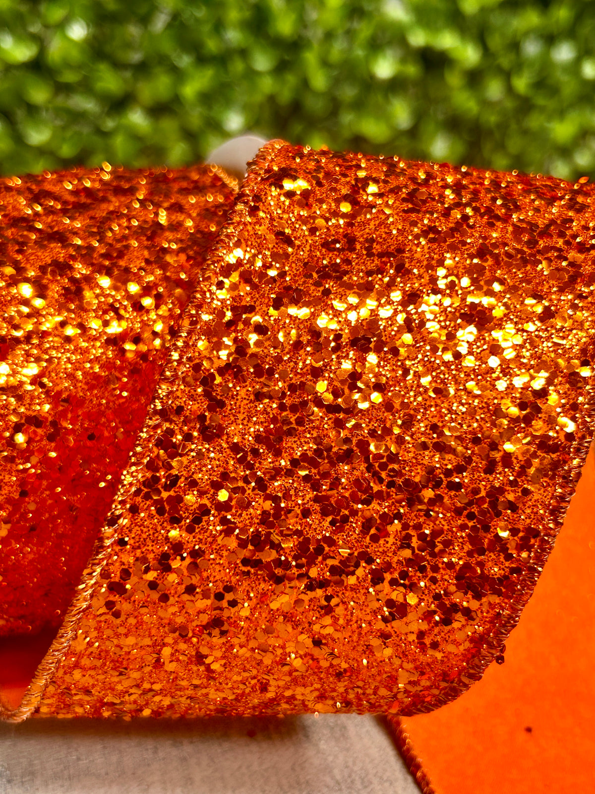 2.5 Inch By 10 Yard Orange Large Glitter Ribbon