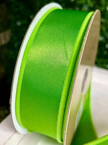 1.5 Inch By 10 Yard Fresh Green Satin Fused Ribbon